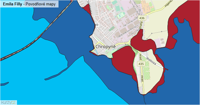 Emila Filly - záplavové mapy stoleté vody