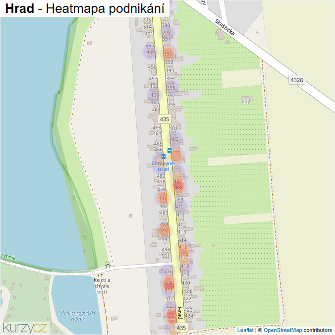 Mapa Hrad - Firmy v ulici.
