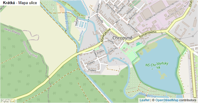Krátká - mapa ulice