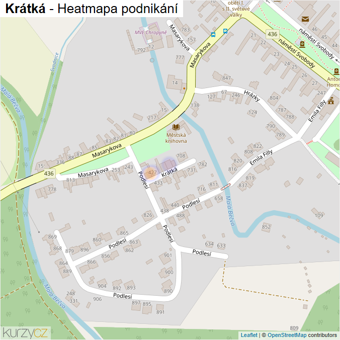Mapa Krátká - Firmy v ulici.
