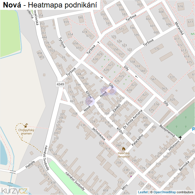 Mapa Nová - Firmy v ulici.
