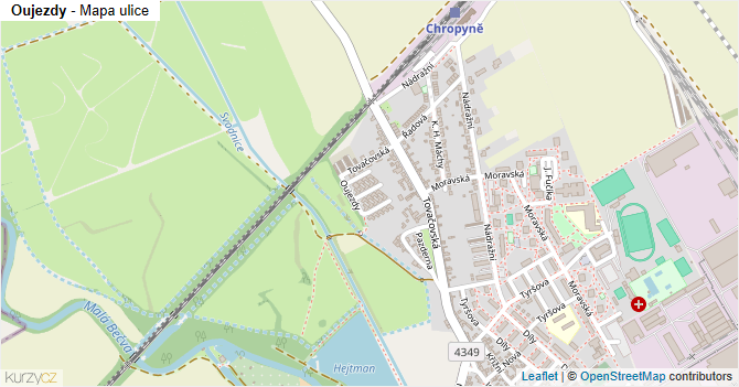 Oujezdy - mapa ulice