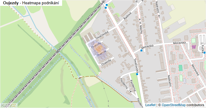 Oujezdy - mapa podnikání