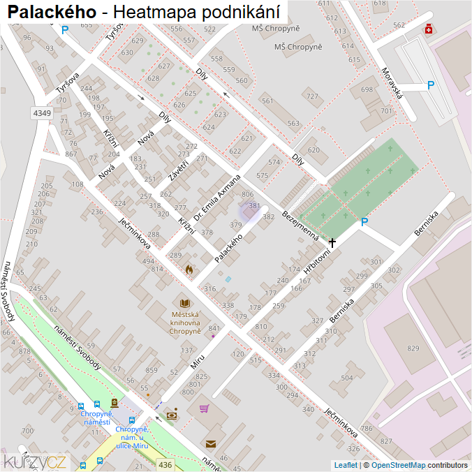Mapa Palackého - Firmy v ulici.