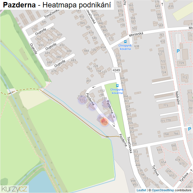 Mapa Pazderna - Firmy v ulici.