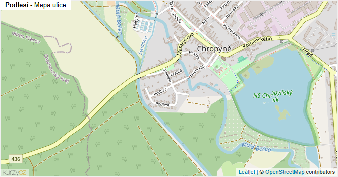 Podlesí - mapa ulice