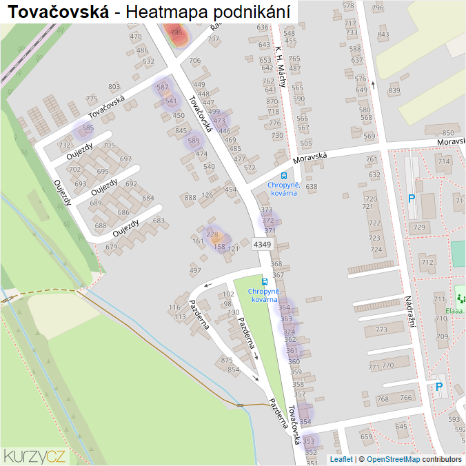 Mapa Tovačovská - Firmy v ulici.