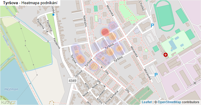 Tyršova - mapa podnikání