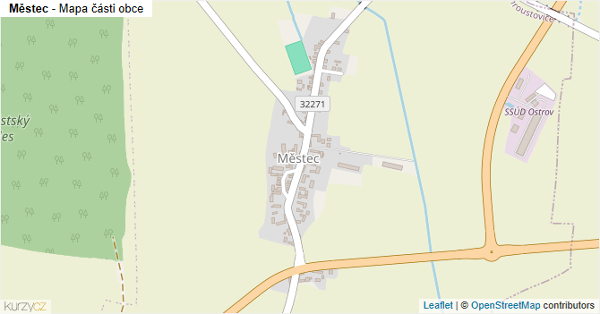 Městec - mapa části obce