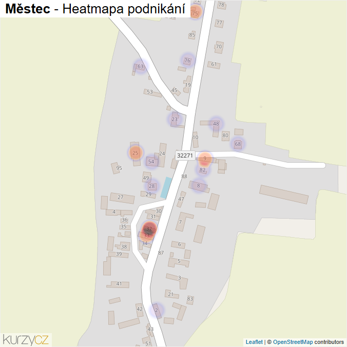 Mapa Městec - Firmy v části obce.