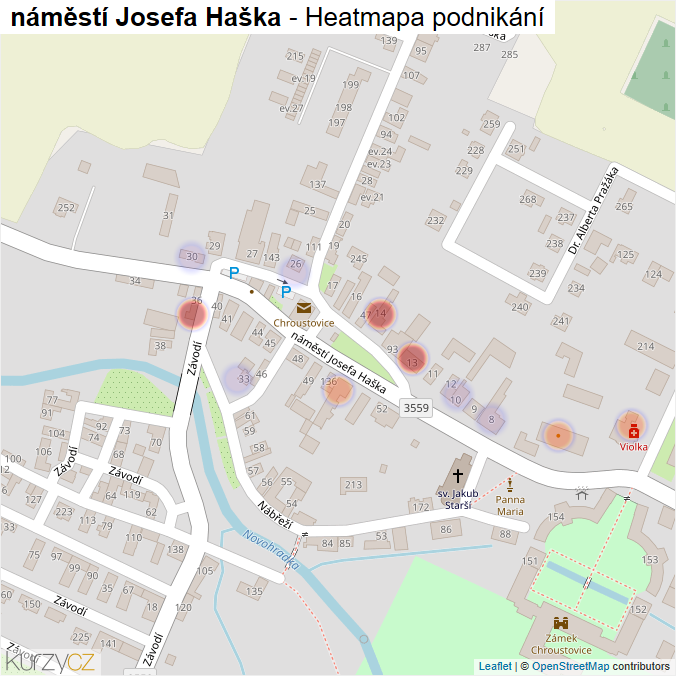 Mapa náměstí Josefa Haška - Firmy v ulici.