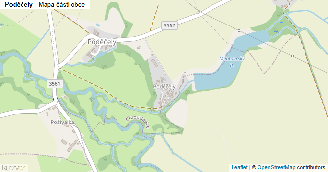 Poděčely - mapa části obce