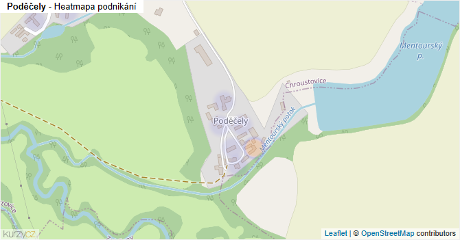 Poděčely - mapa podnikání