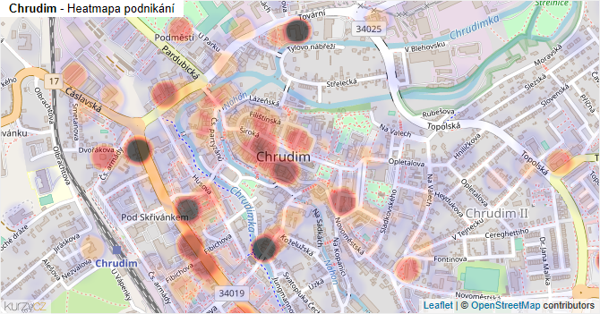 Chrudim - mapa podnikání