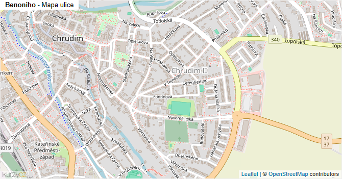 Benoniho - mapa ulice