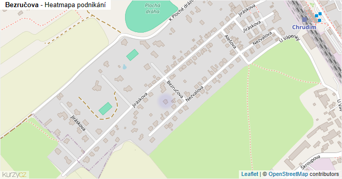 Bezručova - mapa podnikání