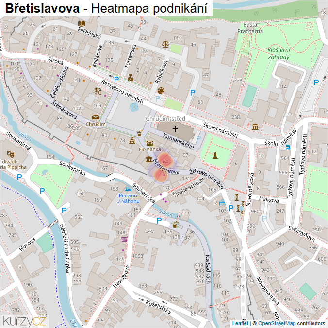 Mapa Břetislavova - Firmy v ulici.