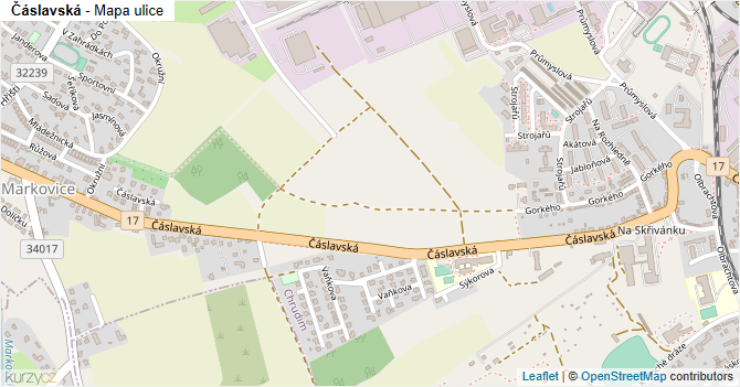 Čáslavská - mapa ulice