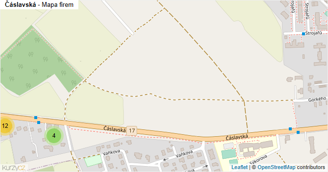 Čáslavská - mapa firem