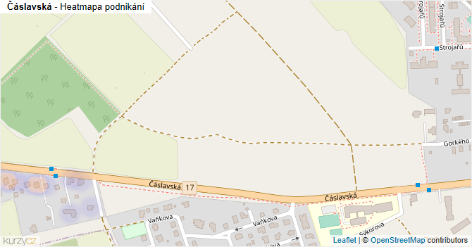 Čáslavská - mapa podnikání
