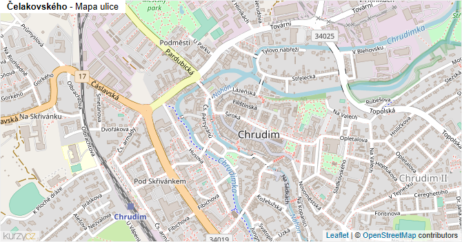 Čelakovského - mapa ulice