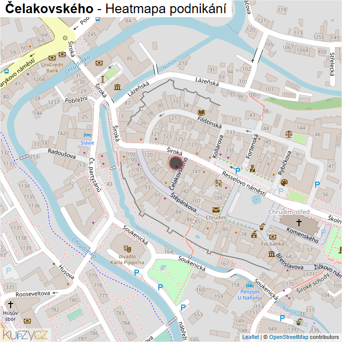 Mapa Čelakovského - Firmy v ulici.