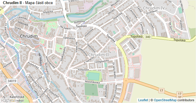 Chrudim II - mapa části obce