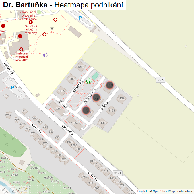 Mapa Dr. Bartůňka - Firmy v ulici.