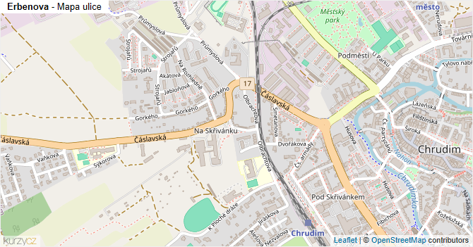 Erbenova - mapa ulice