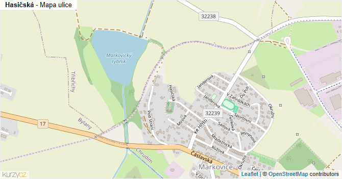 Hasičská - mapa ulice
