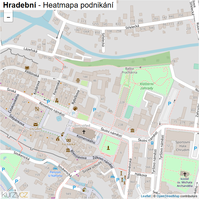Mapa Hradební - Firmy v ulici.
