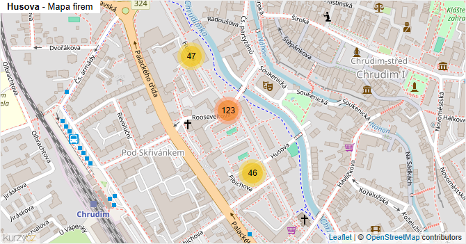 Husova - mapa firem