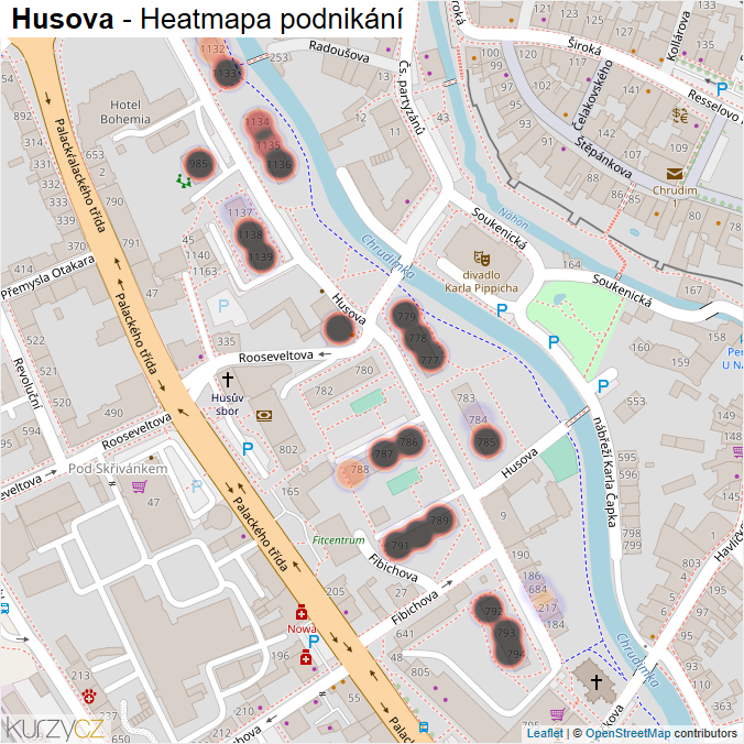 Mapa Husova - Firmy v ulici.