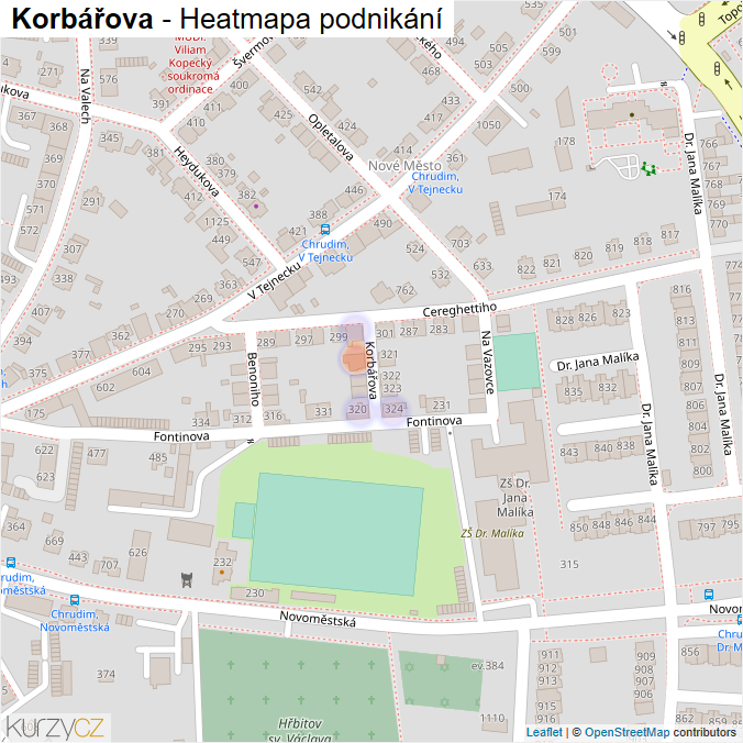 Mapa Korbářova - Firmy v ulici.