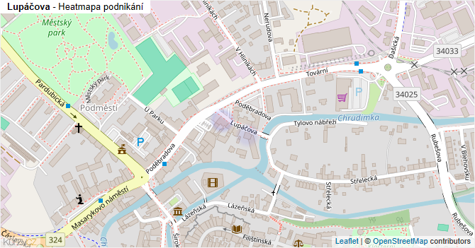 Lupáčova - mapa podnikání