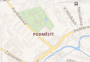 Městský park v obci Chrudim - mapa ulice