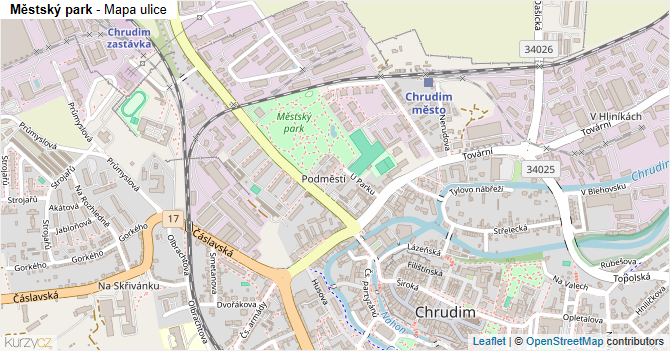 Městský park - mapa ulice