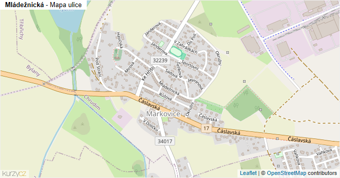 Mládežnická - mapa ulice