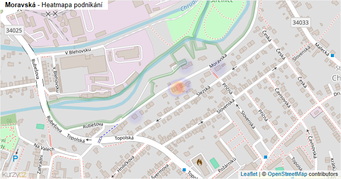 Moravská - mapa podnikání