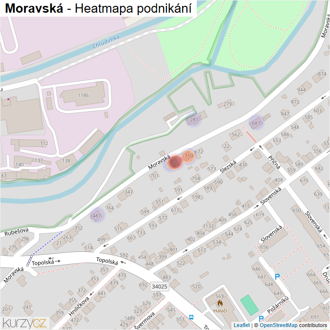 Mapa Moravská - Firmy v ulici.