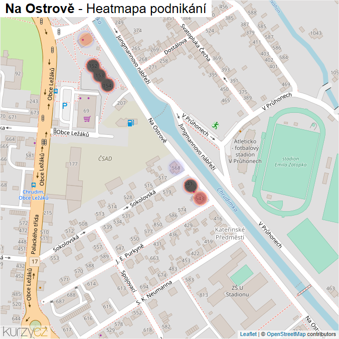 Mapa Na Ostrově - Firmy v ulici.