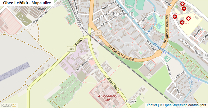 Obce Ležáků - mapa ulice