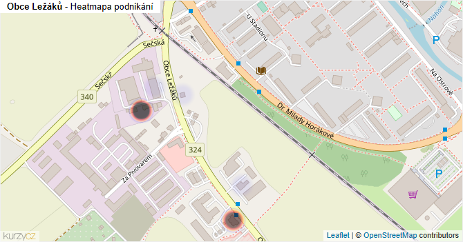 Obce Ležáků - mapa podnikání