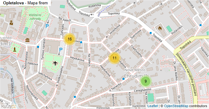 Opletalova - mapa firem