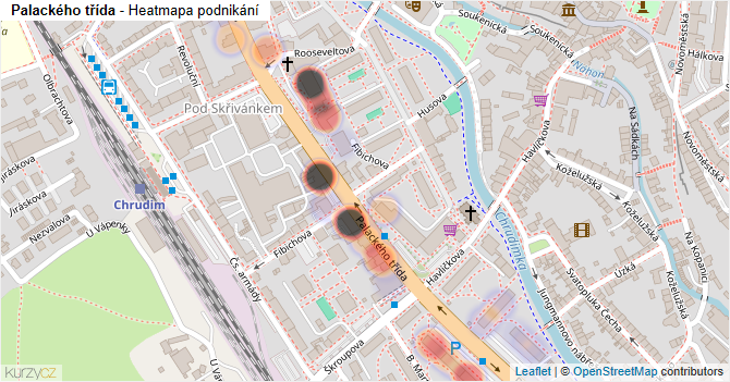 Palackého třída - mapa podnikání