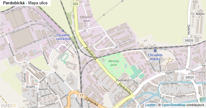 Pardubická - mapa ulice