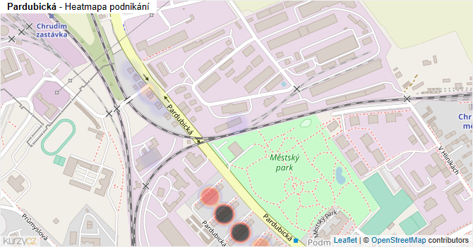Pardubická - mapa podnikání