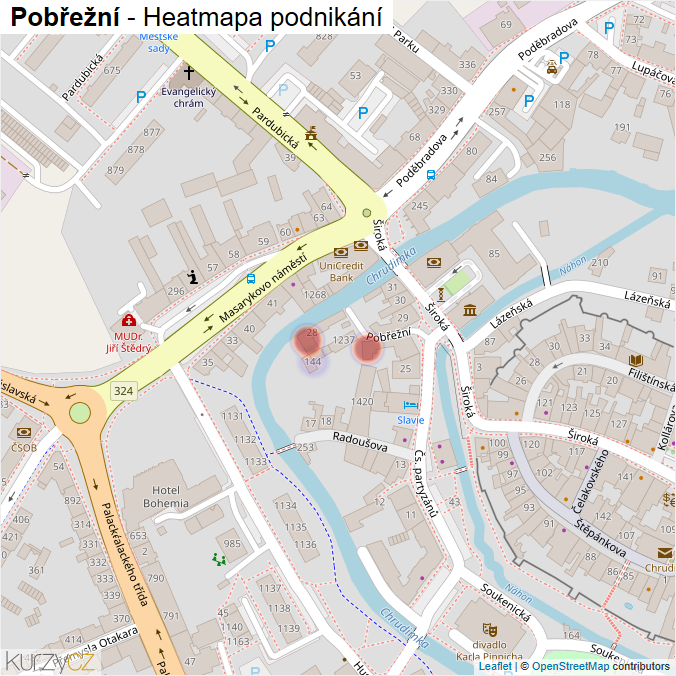 Mapa Pobřežní - Firmy v ulici.