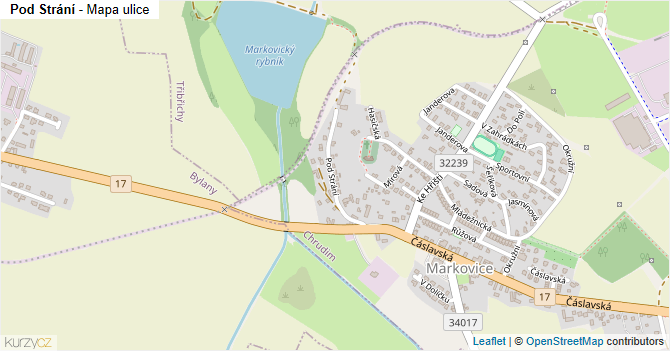 Pod Strání - mapa ulice