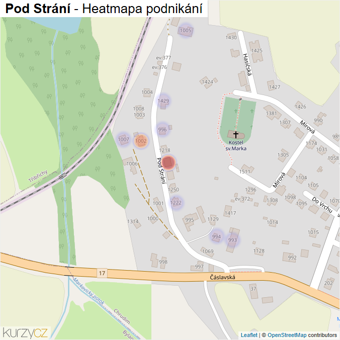 Mapa Pod Strání - Firmy v ulici.
